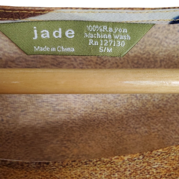 Women's Jade Boho Blouse. Brown w/ Blue Wave. Oversized and Flowy. S/M - Picture 4 of 8